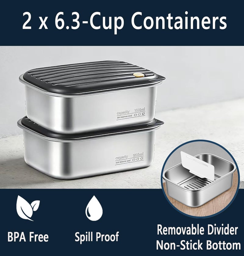 Rhudaky 2 x 6.3-Cup Cordless Electric Heated Lunch Box, 100W Rechargeable Portable Food Warmer for Adults Work Travel Car - Battery-Powered & Self-Heating - Image 5